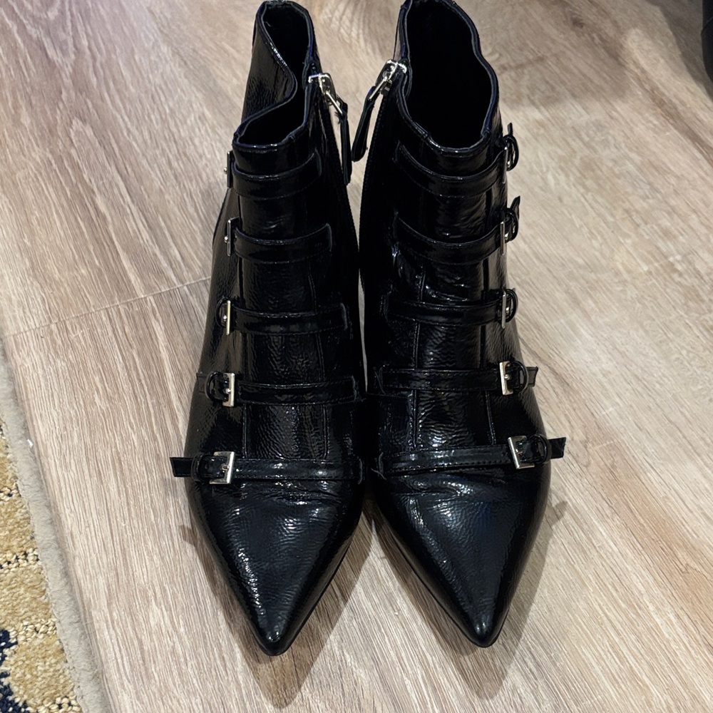 Nine West Zydeco Black Ankle Boot Buckle Details